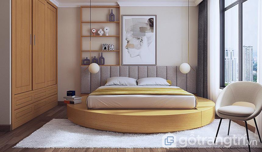 Giường ngủ hình tròn bằng gỗ tự nhiên